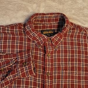 Woolrich Mens Sz 2XL Button Down Plaid Flannel Shirt Red Yellow Long Sleeve XXL
